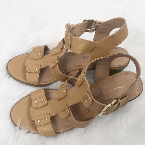 American Eagle Sandals Strap Heels Size 8 Cream - Picture 6 of 8